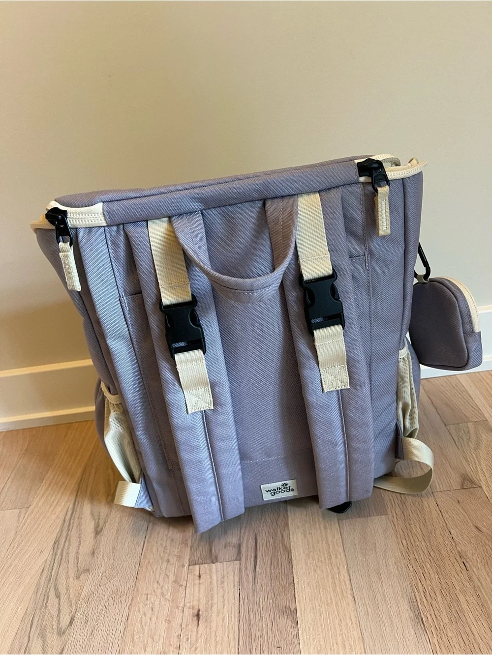 Lavendar Baby Diaper Backpack with Cream Trim